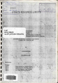KW 96 PP 00123/Jabar kuda project West Java, a joint venture between PT Aneka Tambang, PT Basya Tunggal Jaya and Straits Resources Limited, fourth quarterly report for periode 1 April 1997 - 30 June 1997