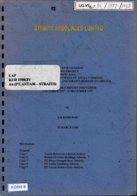 KW 96 PP 00123/Jabar kuda project West Java, a joint venture between PT Aneka Tambang, PT Basya Tunggal Jaya and Straits Resources Limited, sixth quarterly report for periode 1 October 1997 - 31 December 1997