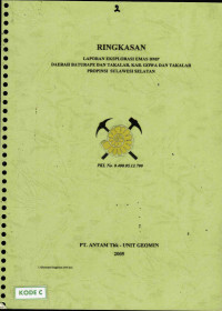 Ringkasan laporan eksplorasi emas DMP daerah Baturape dan Takalar, Kab. Gowa dan Takalar Propinsi Sulawesi Selatan: PKL No. 0.400.05.13.700