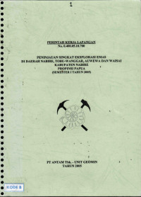 Peninjauan singkat eksplorasi emas di daerah Nabire, Tobu-Wanggar, Auwewa dan Waisai Kabupaten Nabire Propinsi Papua (semester I tahun 2005): Perintah kerja lapangan No.0.400.05.10.700