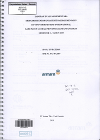 Laporan Evaluasi Sementara Eksplorasi Endapan Bauksit Daerah MEnjalin IUP Op PT Borneo Edo Internasional Kabupaten Landak Provinsi Kalimantan Barat Semester 1 Tahun 2019 SP no. 757/PAT/2019 SPK no. 07.1-07.2019
