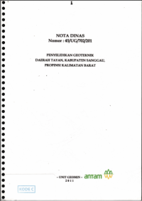 Nota Dinas Nomor: 45/UG/702/2021 Penyelidikan Geoteknik Daerah Tayan, Kabupaten Sanggau, Propinsi Kalimantan Barat