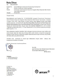 Nota dinas no. 025/0/00/2021 Persetujuan ususlan rencana kerja dan anggaran biaya eksplorasi nikel daerah Tapunopaka tahun 2021