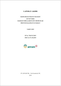 Laporan Akhir Eksplorasi Endapan Bauksit IUP OP Toho Daerah Toho Kabupaten Mempawah Provinsi Kalimantan Barat Sp no. 756/PAT/2019 SPK no. 07.01-04.2019