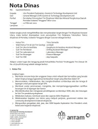 Nota dinas No. 041/702/UG/2021 perubahan penunjukan tim eksplorasi nikel dan mineral pengikutnya daerah Pomalaa Sulawesi Tenggara tahun 2021